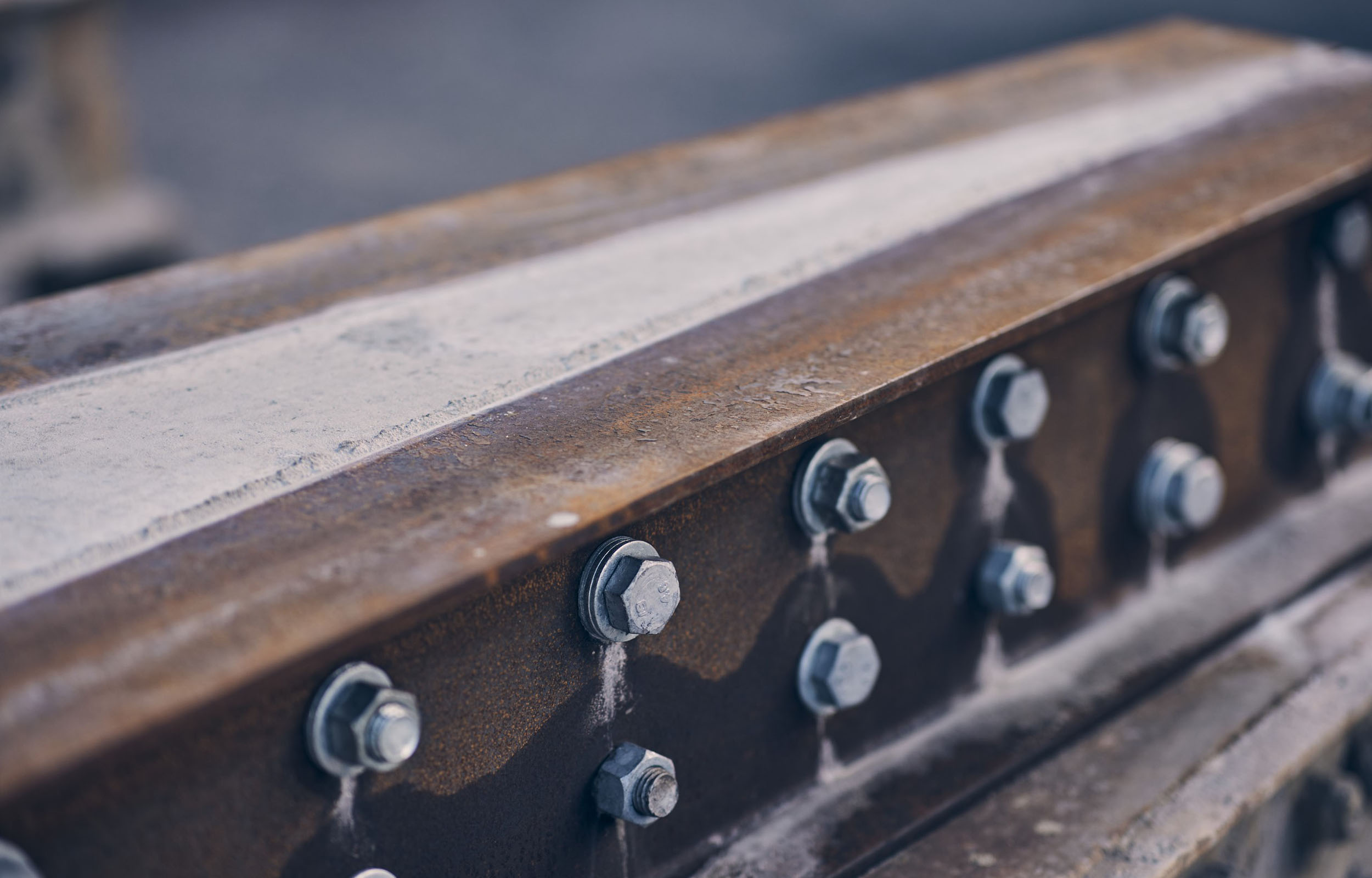 Close-up image of a Stobie pole at the construction facility in Angle Park.